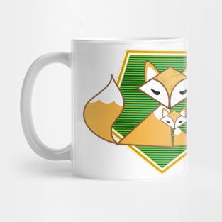 Two foxes on a patch Mug